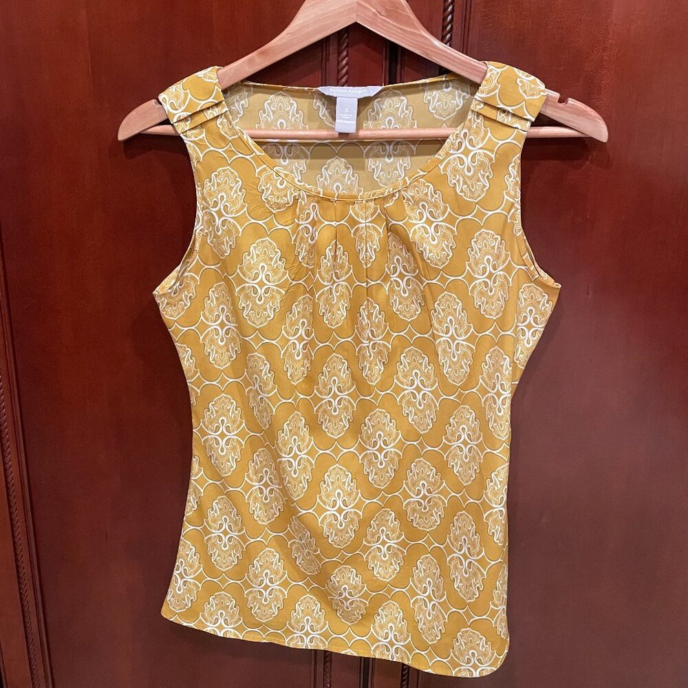 BANANA REPUBLIC Yellow Paisley/Geometric Sleeveless Blouse Sz S